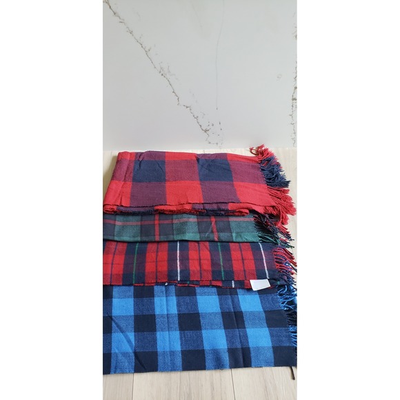 Gap Blanket Scarf Lot of 4 Tartan Plaid Red Teal Buffalo Check Y2K Holiday - Picture 1 of 12